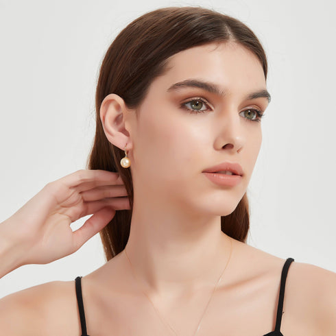 10-12mm 18K Gold Golden South Sea Pearl & Daisy Earrings - House Of Pearls